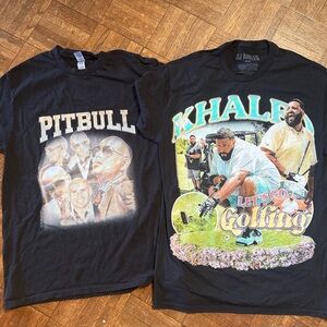 BUNDLE SALE 🩵💙 DJ KHALED & PITBULL Black Graphic T-Shirts Set
